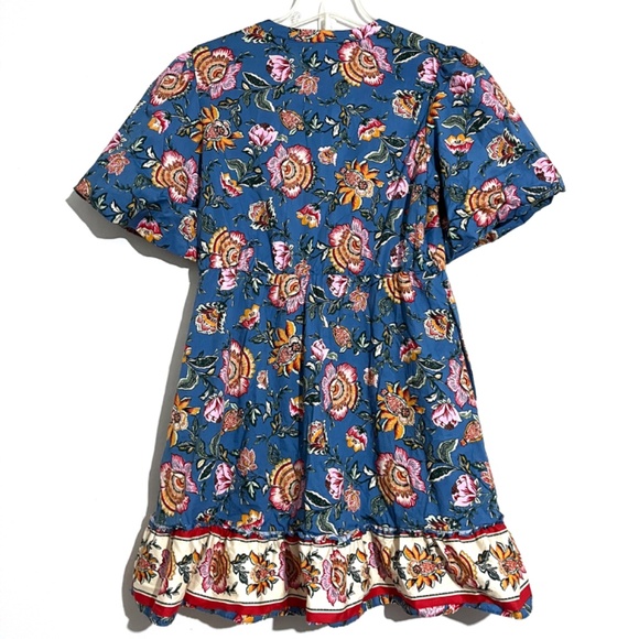 Joie Cotton Baja Floral Puff Sleeve Dress Missing Belt - Picture 5 of 9